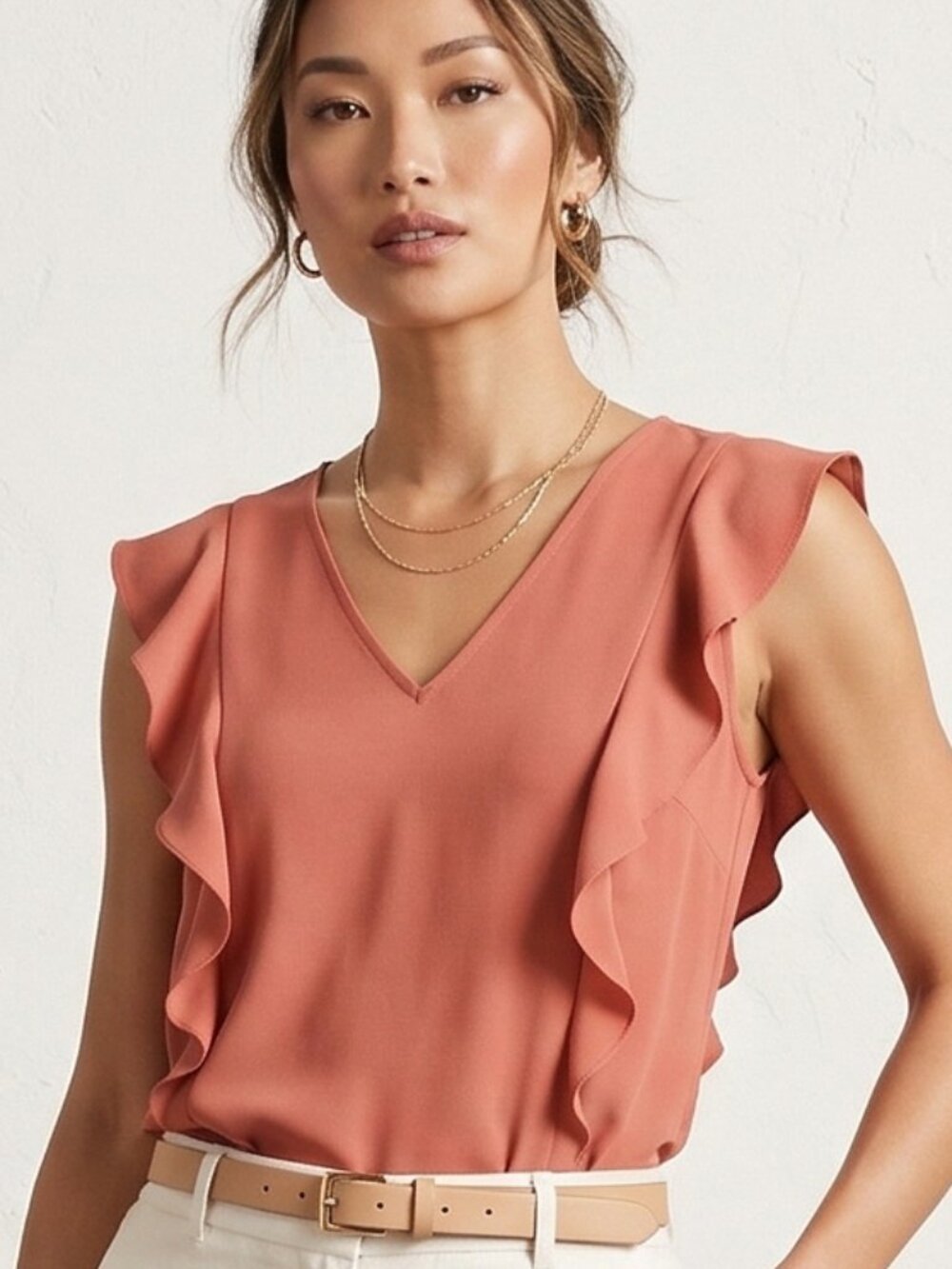 Ann Taylor Ruffle Lined Shell - Picture 2 of 5